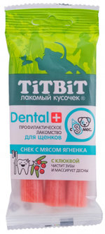 TitBit Снек Дентал+ с мясом ягненка и клюквой для щенков средних пород 50 гр.