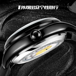 KANGOL Automatic Mechanical Movement Genuine Leather Strap Watch Men"s Watches Skeleton Dial K102 WZF186 BLACK