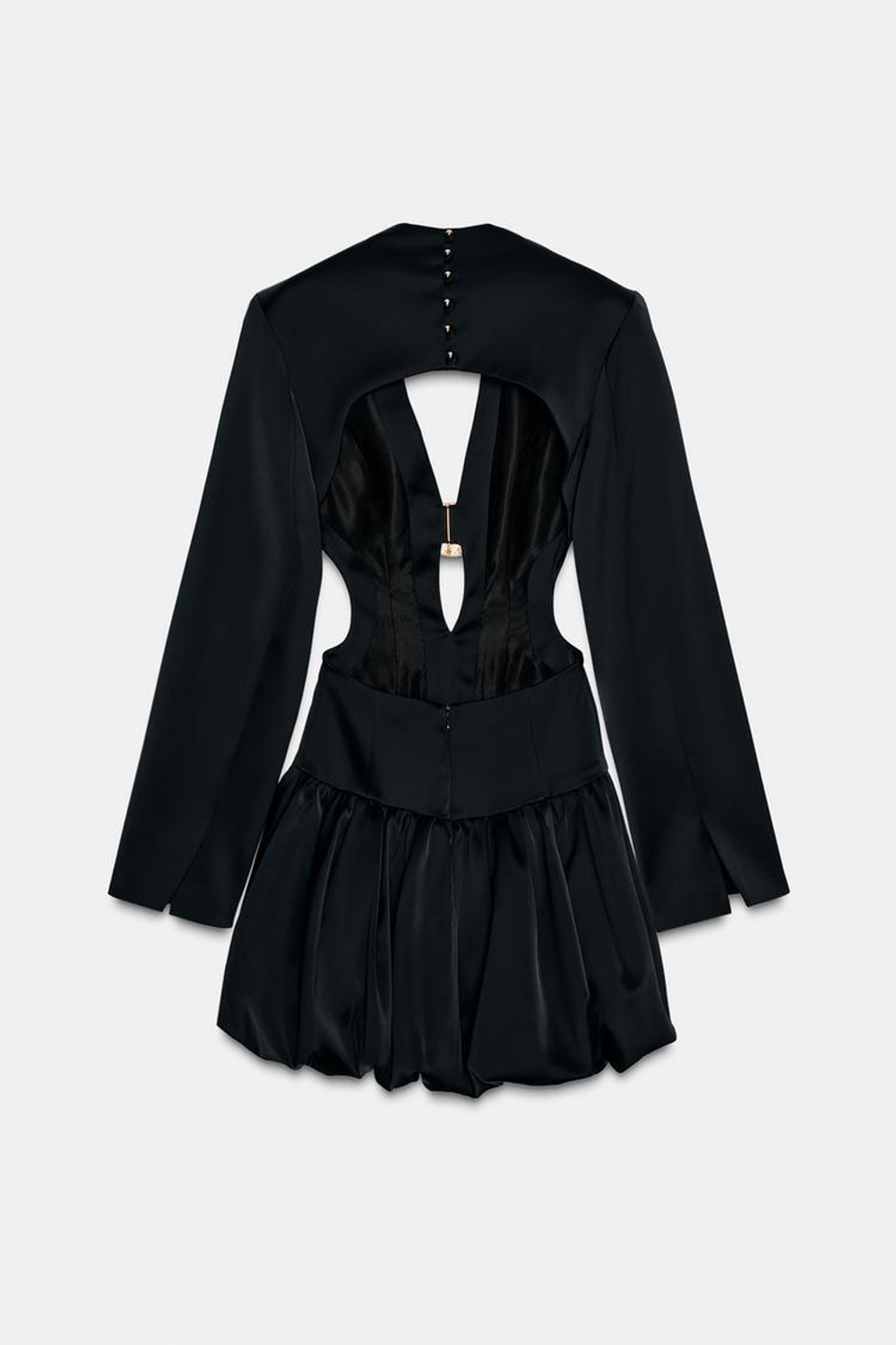 ZARA МИНИ-ПЛАТЬЕ-БАЛЛОН, ЧЕРНЫЙ