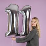 Шар (40''/102 см) Цифра, 1, Серебро, 1 шт. в уп.