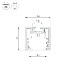 Профиль PDS-ZM-PLUS-2000 ANOD (Arlight, Алюминий) 035020