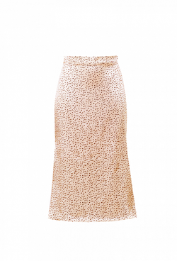 Юбка шёлковая годе песочная с черным рисунком 02-08-22 SS