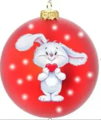 Стеклянный шар Зайчик с сердечком 80 мм., в подарочной упаковке, Коломеев (КУ-80-224123)