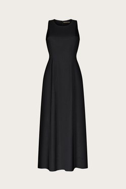 ПЛАТЬЕ-САРАФАН ИЗ ЧЕРНОГО ЛЬНА