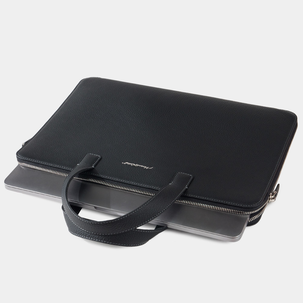 Сумка для MacBook Pro 13 - 14 из кожи теленка, черного цвета