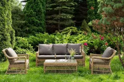 "Гранд Латте" лаунж-зона из искусственного ротанга, цвет соломенный