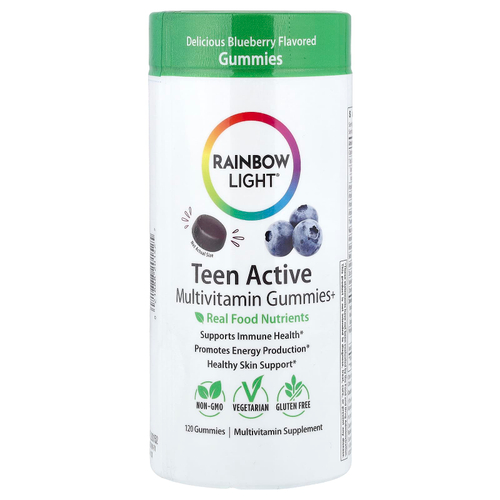 Rainbow Light, жевательные мультивитамины для подростков+, вкусная голубика, 120 жевательных таблеток