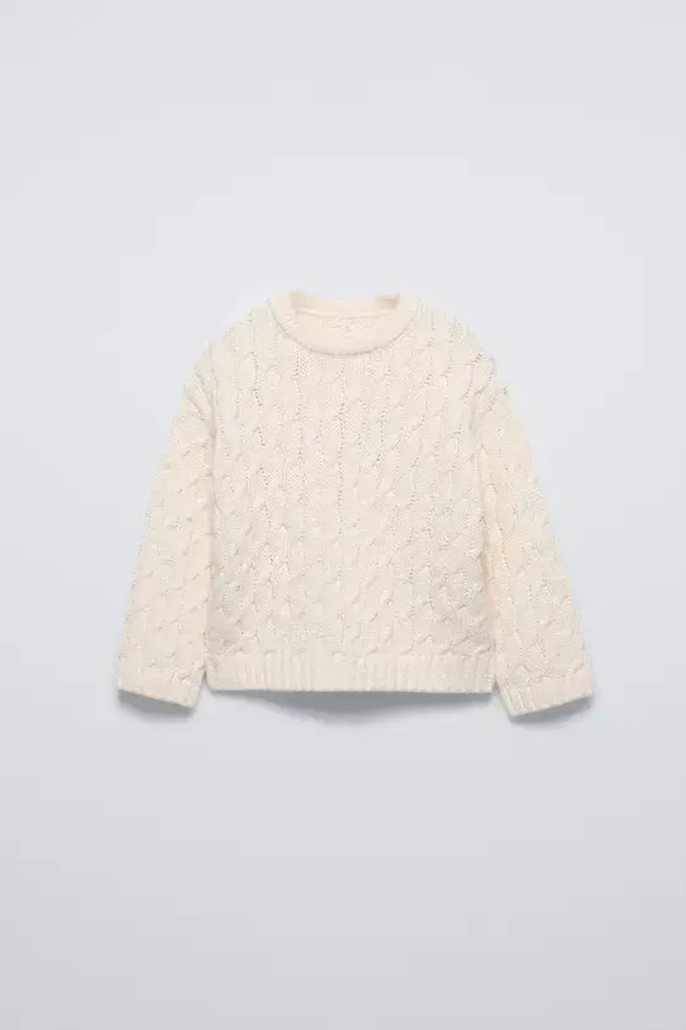 ZARA СВИТЕР С УЗОРОМ «КОСЫ», ЭКРЮ