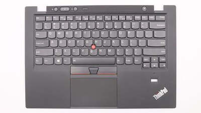 Верхняя панель с клавиатурой (топкейс) для ноутбука Lenovo ThinkPad X1 Carbon 1st Gen FingerPrint, черная, с подсветкой, раскладка - английская (00HT000)