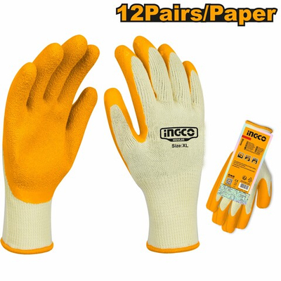 Перчатки трикотажные с рельефным латексным покрытием INGCO HGVL05