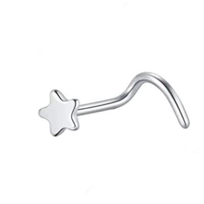Изогнутая нострилла "Звездочка"  для пирсинга носа. Медицинская сталь. 1 шт