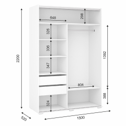 Шкаф-купе Оскар 1,5м белый/глянец белый