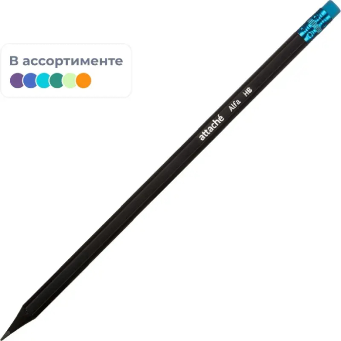 Карандаш чернографитный Attache Alfa HB заточ.,с ласт. 12шт/уп
