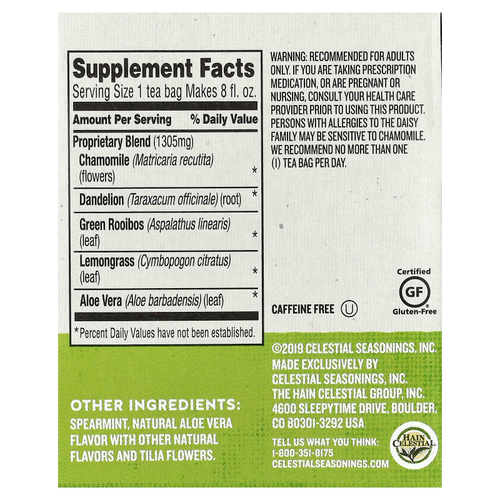 Celestial Seasonings, Wellness Tea, Sleepytime®, выведение токсинов, без кофеина, 20 чайных пакетиков, 35 г (1,2 унции)