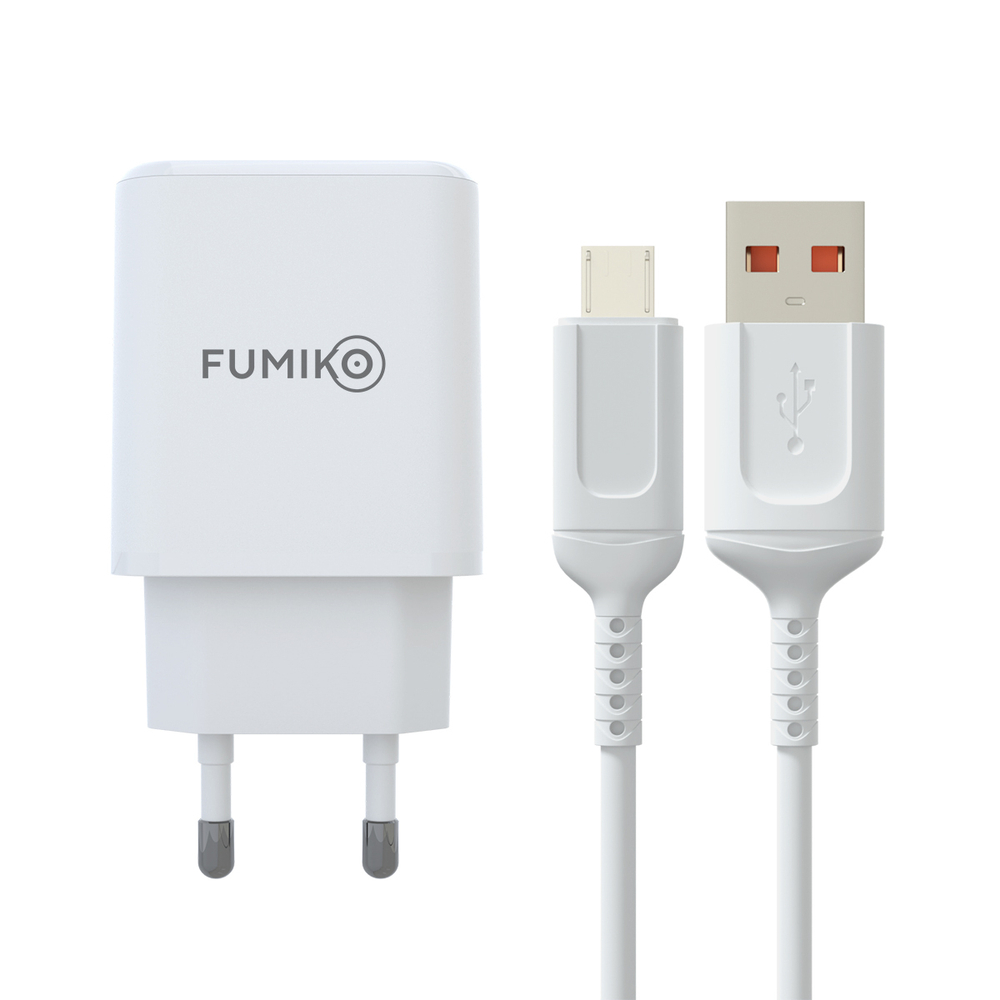 Зарядное устройство FUMIKO CH14 2.4А c Micro белое