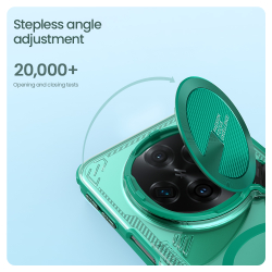 Чехол прозрачный зеленого цвета от Nillkin с металлической крышкой и поддержкой беспроводной зарядки MagSafe на OPPO Find N5, серия Iceblade Fold Magnetic