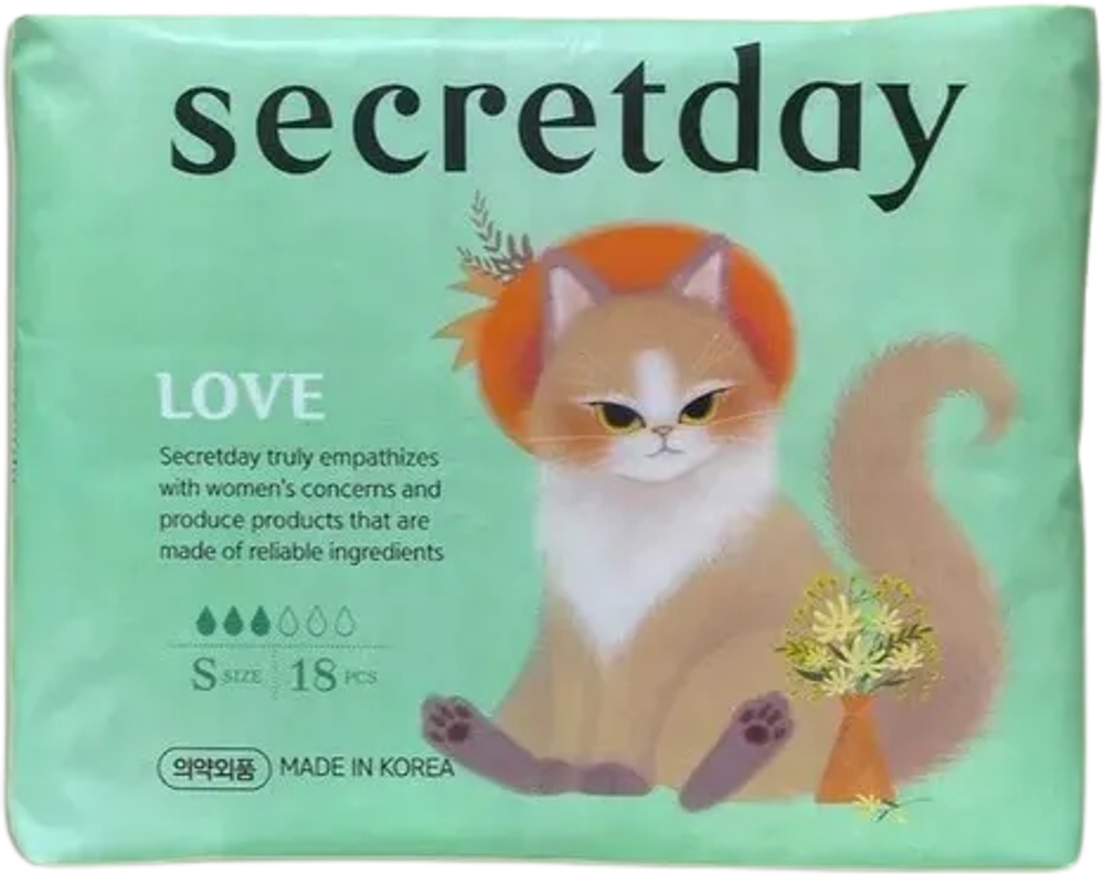 Secret Day Ультратонкие дышащие органические ежедневные прокладки Secret Day 20 шт. (15 см)