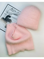 комплект шапка с шарфом- снуд зимний вязаный