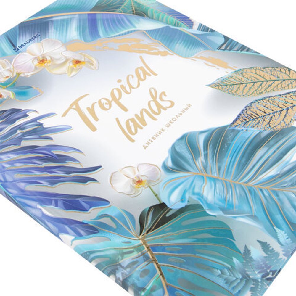 Дневник 5-11 класс 48 л., твердый, BRAUBERG, фольга, с подсказом, "Тропики", 106417