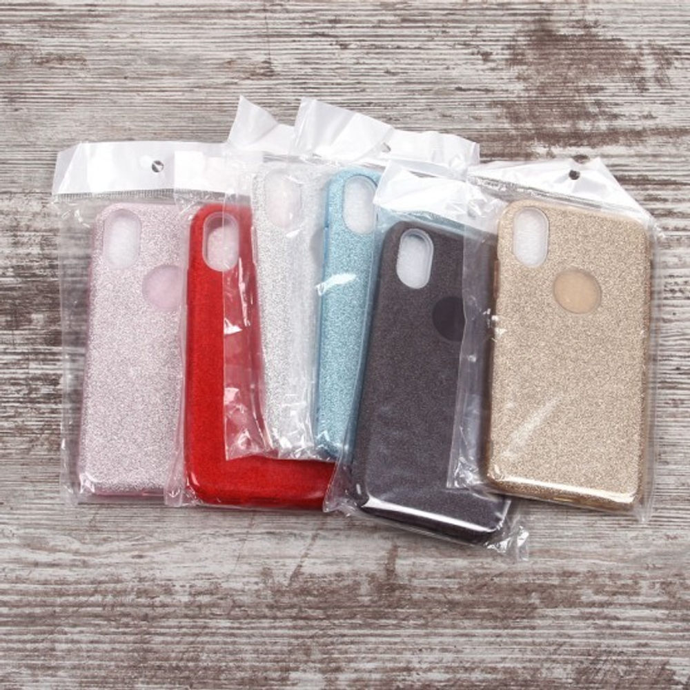 Чехол ТПУ с блестками для iPhone XS, 010028 Голубой