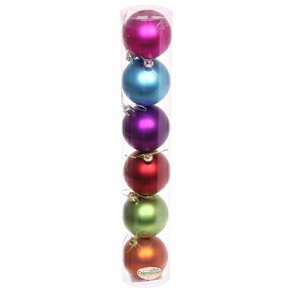 Новогодние шары 6 см (набор 6 шт) «Матовый», яркий микс