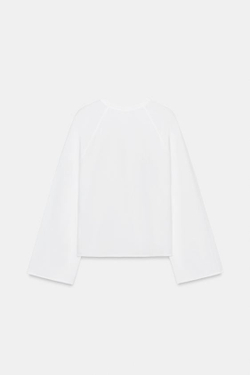 ZARA ФУТБОЛКА С РУКАВАМИ РЕГЛАН, БЕЛЫЙ