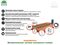 Автоматический капельный полива Водомерка 4м (Водомерка-ЭКО +контроллер Воля с LCD-экраном)