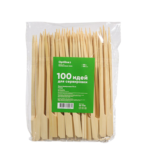 Пики для канапе Optiline Гольф, бамбуковые, 15 см, 100 штук в упаковке