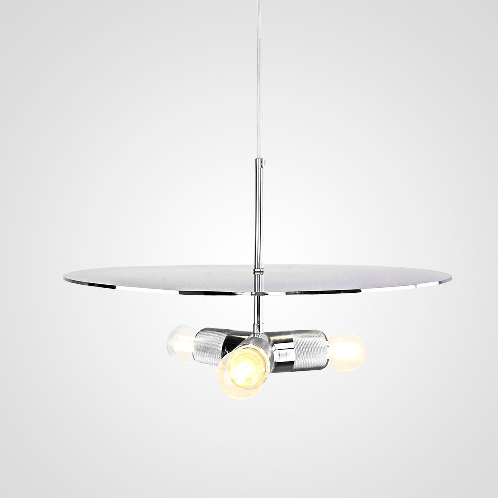 Люстра Rh Utilitaire Disk Triple Pendant Silver By Imperiumloft