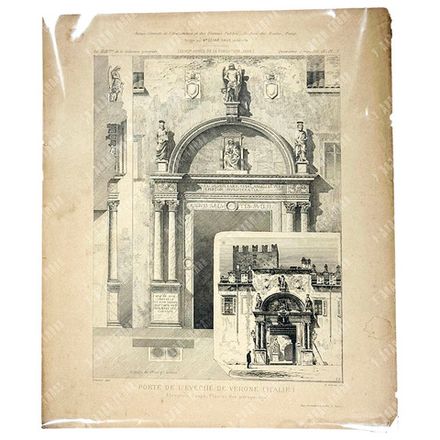 Гарен Г. Епископские ворота Вероны (Италия). Офорт, Париж, 1886