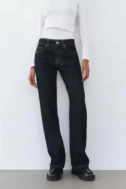 ZARA ДЖИНСЫ TRF WIDE LEG СО СРЕДНЕЙ ПОСАДКОЙ, НАСЫЩЕННЫЙ СИНИЙ