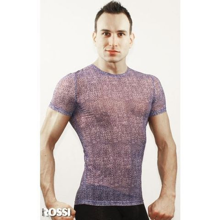 Мужская футболка прозрачная фиолетовая с рисунком змеиной чешуи Romeo Rossi Snake Purple RR00507