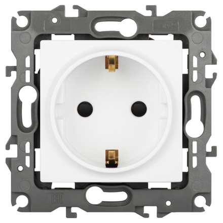Розетка ЭРА Серия 12 12-2102-01М 2P+E Schuko со шторками 16А-250В белый матовый