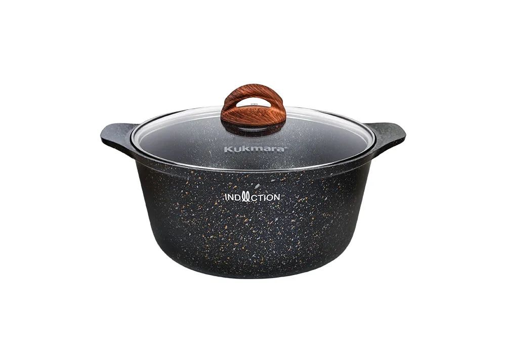 Кастрюля алюминиевая антипригарная 3 л Granit Ultra Induction (Original) со стеклянной крышкой, индукция