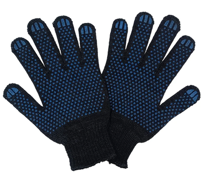 Перчатки ХБ с ПВХ ЧЕРНЫЕ (10/500) 4 нити ТОЧКА