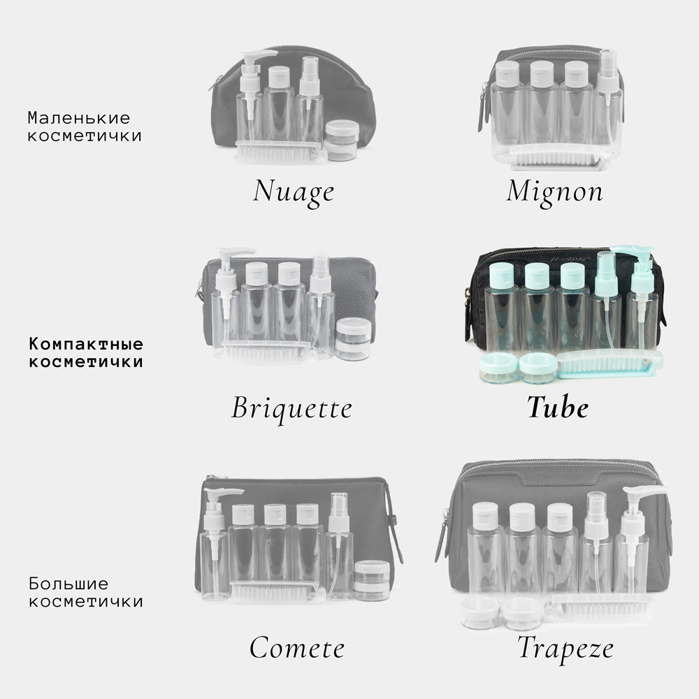 Несессер Tube, кожа страуса черного цвета