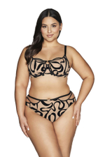 Оригинальный бюстгальтер с мягкой чашкой Velvet Desert (Размер: 75E) (Цвет: черный с бежевым)