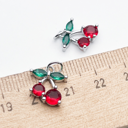 Подвеска Вишня, цвет серебро (родий), размер 13*11 мм, цена за 1 шт