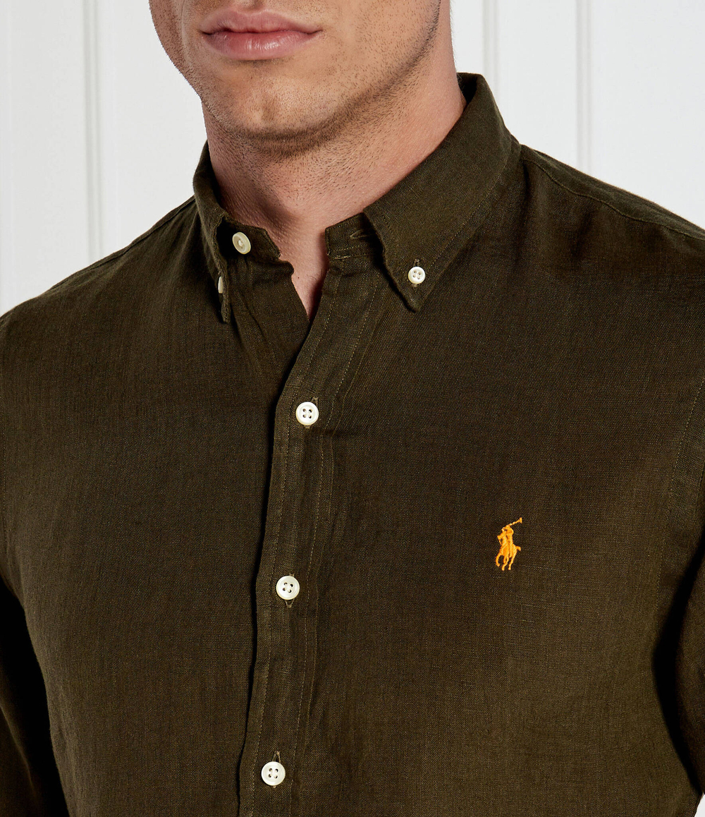 Льняная рубашка POLO RALPH LAUREN - хаки(710829443)