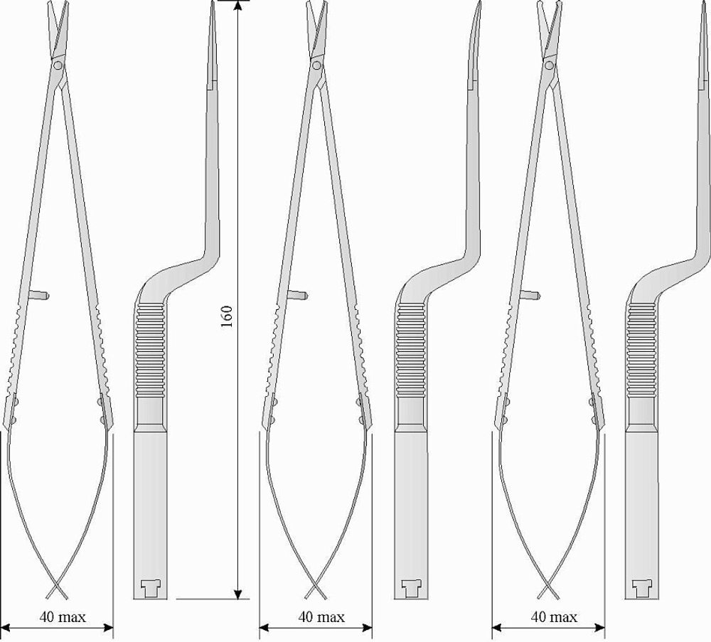 МЖ- 4/23 НОЖНИЦЫ МИКРОХИРУРГИЧЕСКИЕ СОСУДИСТЫЕ: ОСТРОКОНЕЧНЫЕ ПРЯМЫЕ, ТУПОКОНЕЧНЫЕ ПРЯМЫЕ, ОСТРОКОНЕ