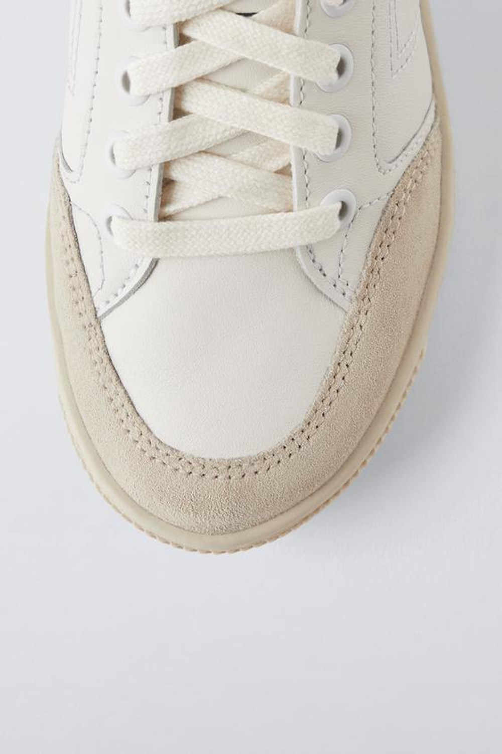 ZARA КОЖАНЫЕ КРОССОВКИ, БЕЛЫЙ