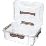 Контейнер для хранения с крышкой, ручкой и ручками-защелками «GRAND BOX», коричневый, 39*29*12,4см, 10л