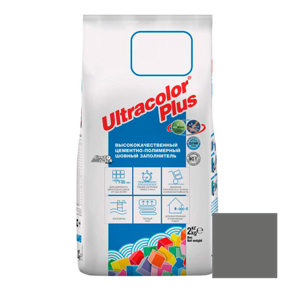 Затирка цементная Mapei Ultracolor Plus 113 темно-серая 2 кг