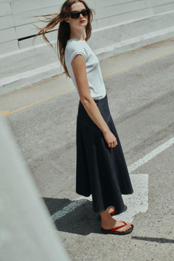 ZARA ЮБКА МИДИ ИЗ ДЕНИМА Z1975 С ВОЛАНАМИ, СИНИЙ