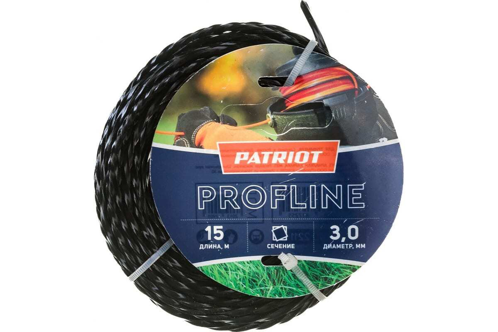 Леска Profline (15 м; 3 мм; скрученный квадрат; черный) PATRIOT 805402211