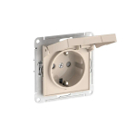 ATLASDESIGN РОЗЕТКА с заземлением со шторками с крышкой,16А,IP20, мех.,быстрозажим. клем., БЕЖЕВЫЙ