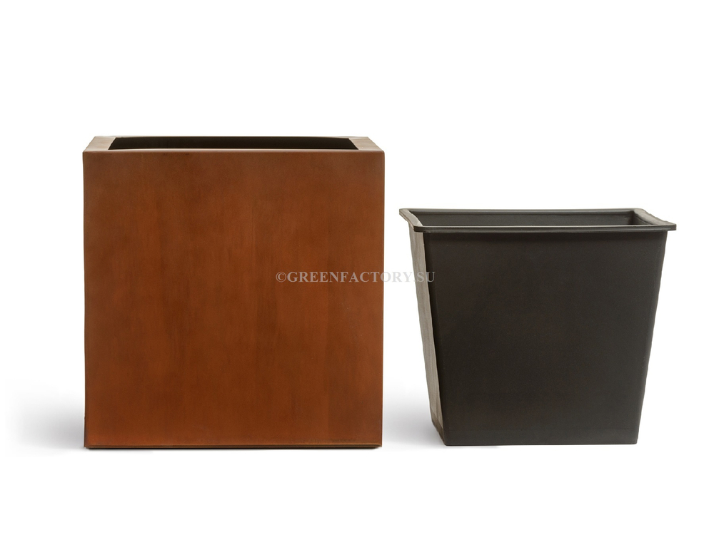 Кашпо TREEZ Effectory - серия Corten Steel - Высокий куб - Кортеновская сталь - Бархатистая окись