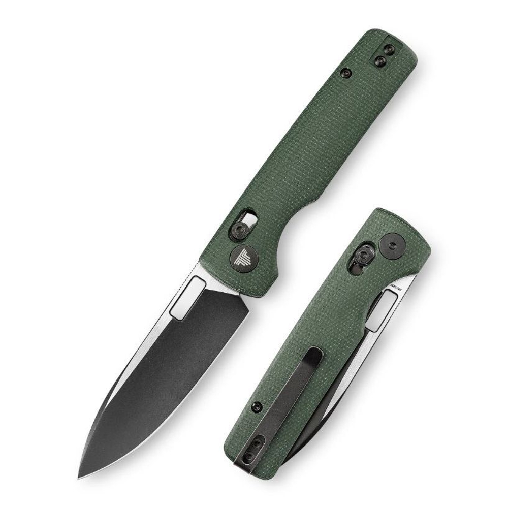 Складной туристический нож TRIVISA Sabretooth-GM клинок 14C28N рукоять микарта (черный-зеленый)