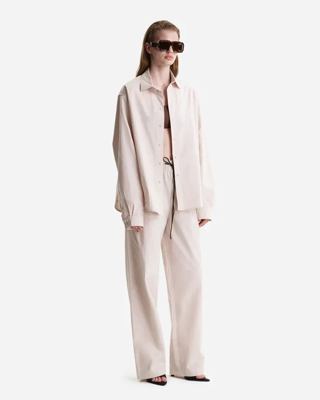 Рубашка из итальянского хлопка бежевая