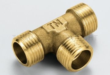 Тройник латунный Tiemme 3/4" НР с наружной резьбой фитинг 1500225